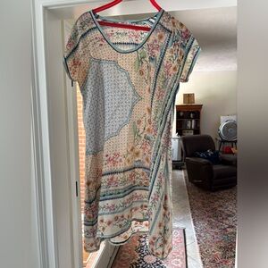 Johnny Was Silk Floral Short Sleeve Dress XS Excellent Condition!